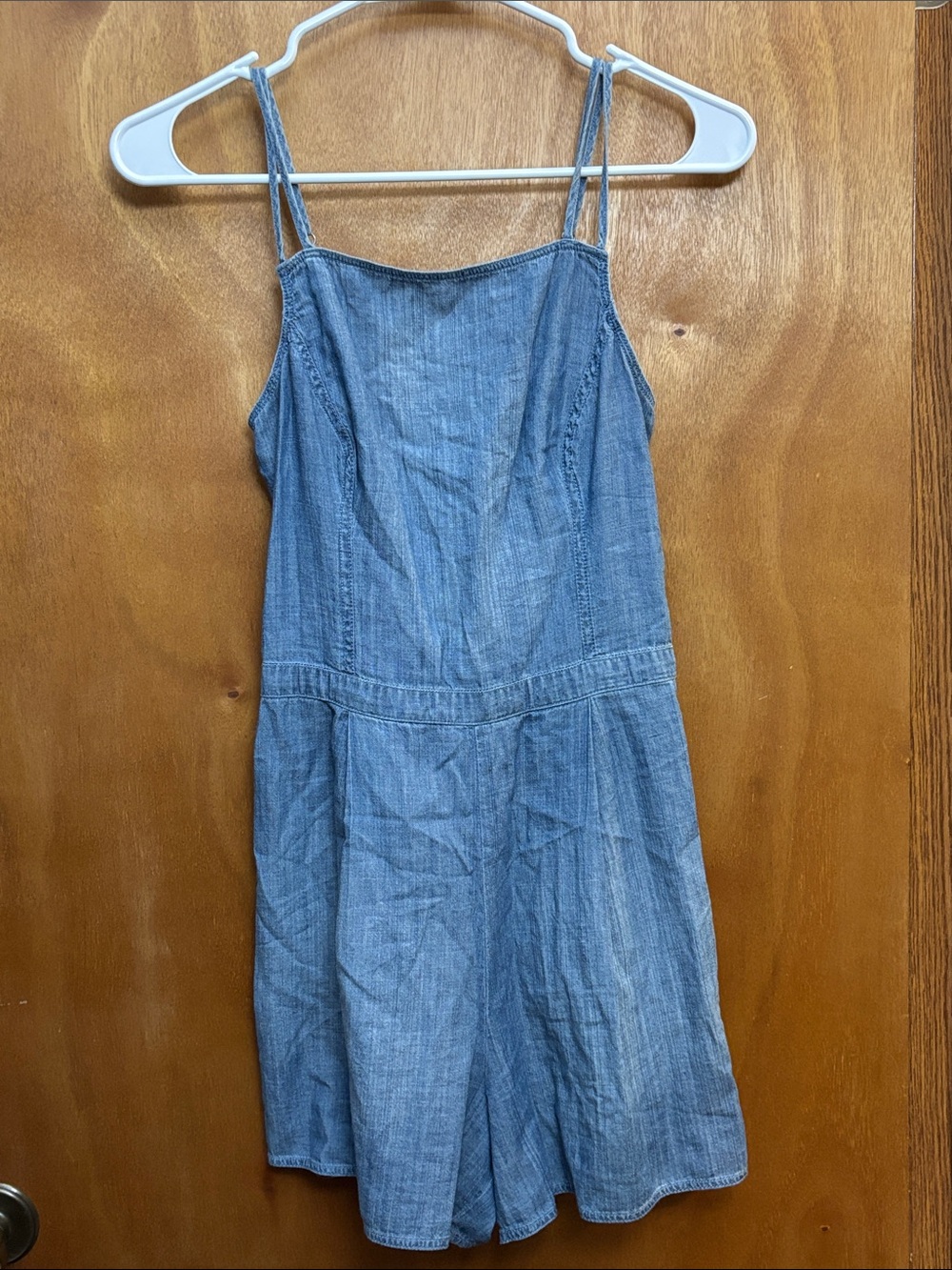Smocked Light Blue Romper Dress with Thin Straps